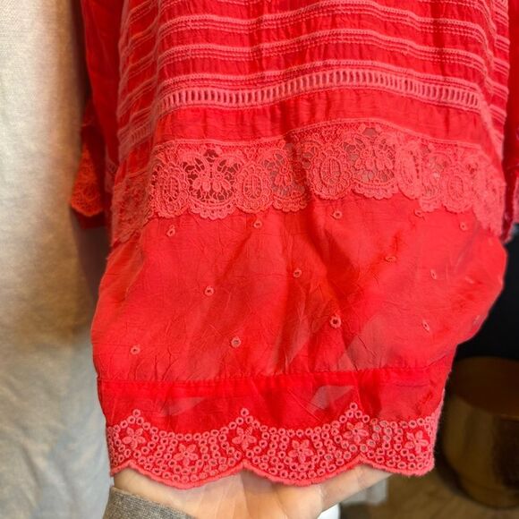 Johnny Was Bright Pink Pintuck Eyelet Tunic Size XS Boho Flowy - Picture 5 of 10